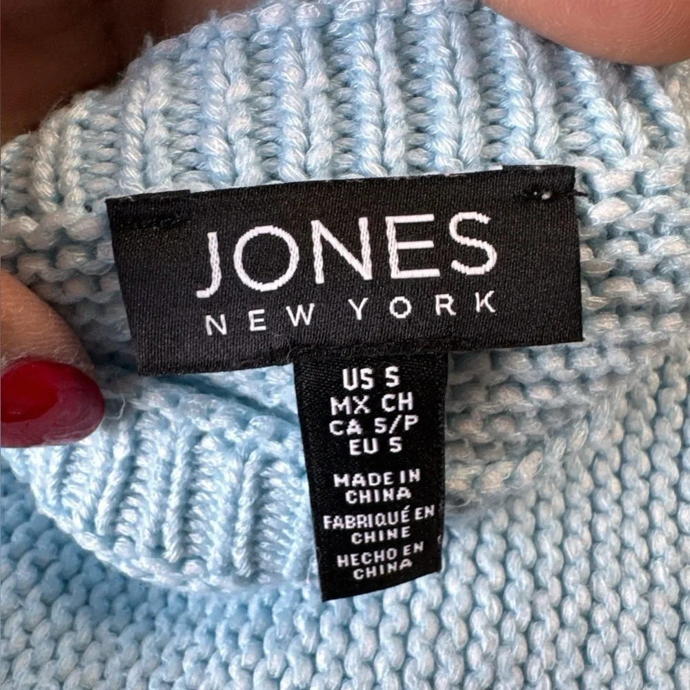 Jones New York Blue Knit Sweater Crewneck Relaxed Fit S